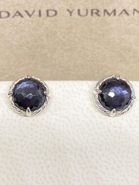 Authentic David Yurman Chatelaine Black Orchid Earrings  925 / 14k  New